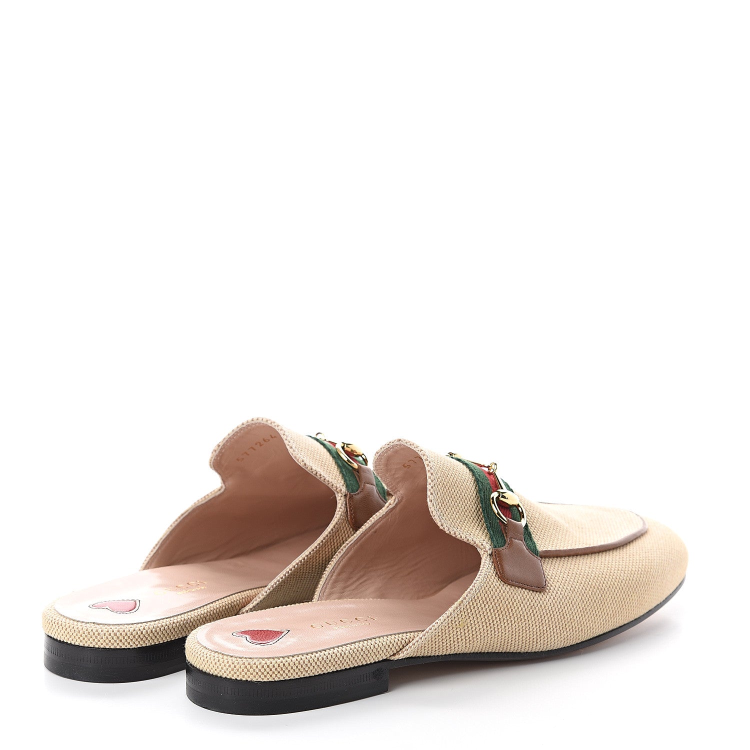 Gucci Canvas Vintage Charlotte Web Princetown Slippers 39.5 Sand Cuir 4 of 7