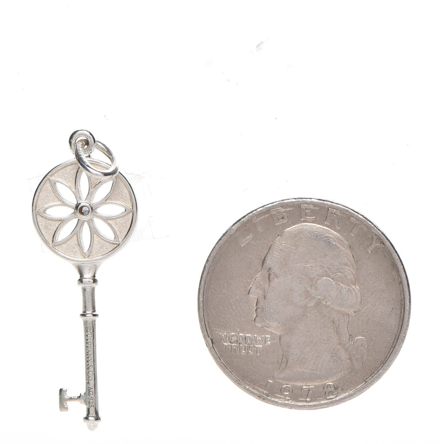 Sterling Silver Diamond Small Daisy Key Pendant