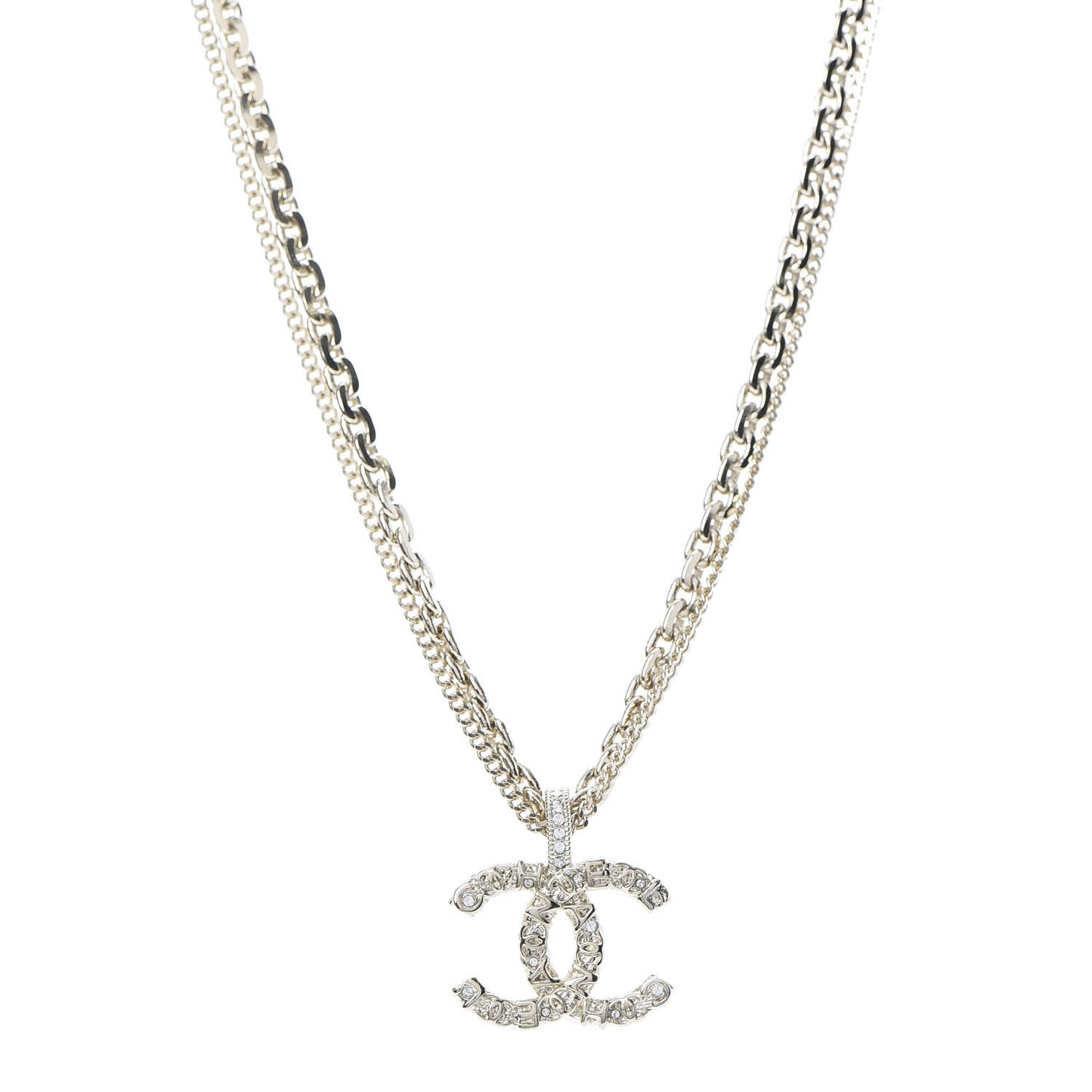 Crystal CC Multi Strand Chain Necklace Gold