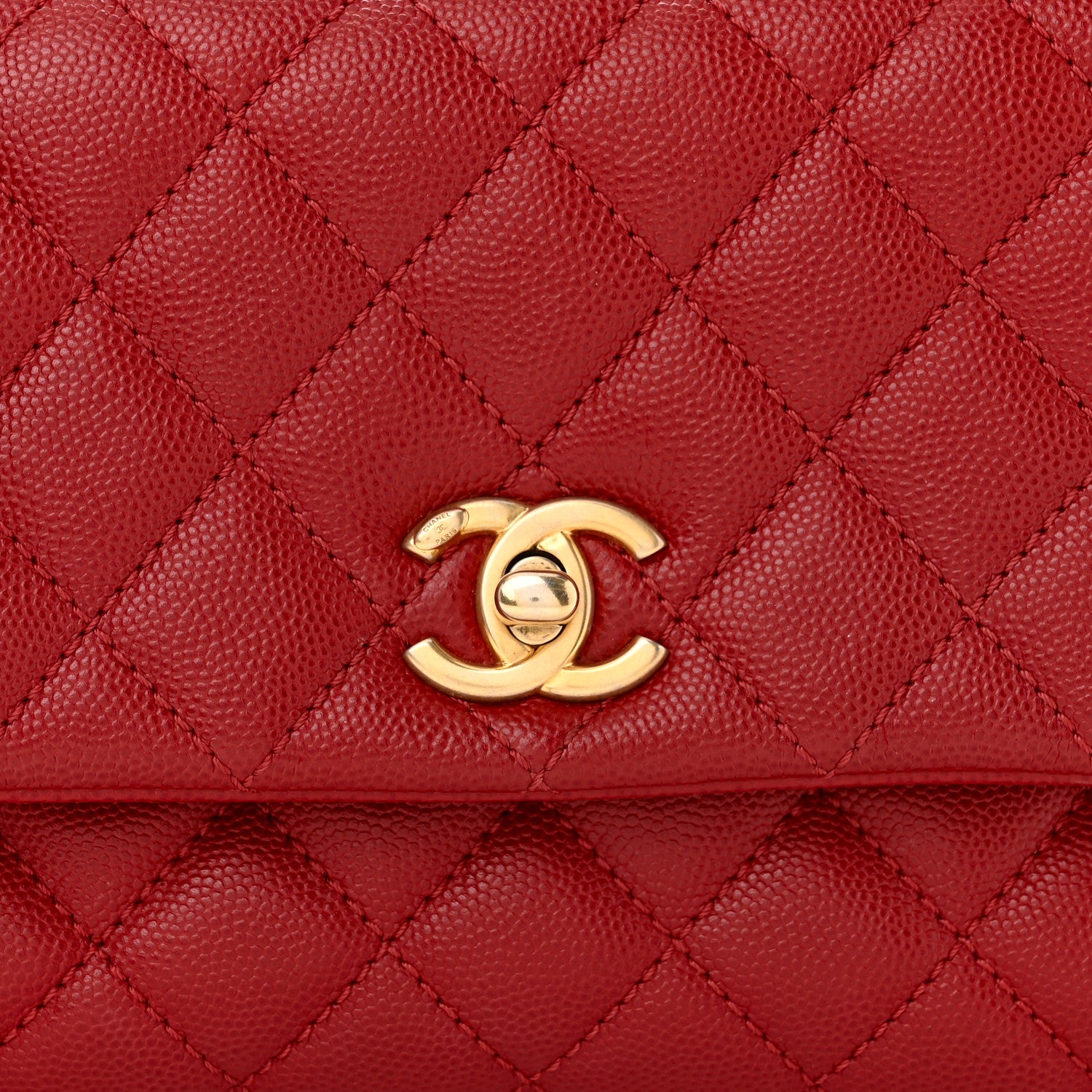 Chanel Caviar Quilted Mini Coco Handle Flap Red 8 of 10