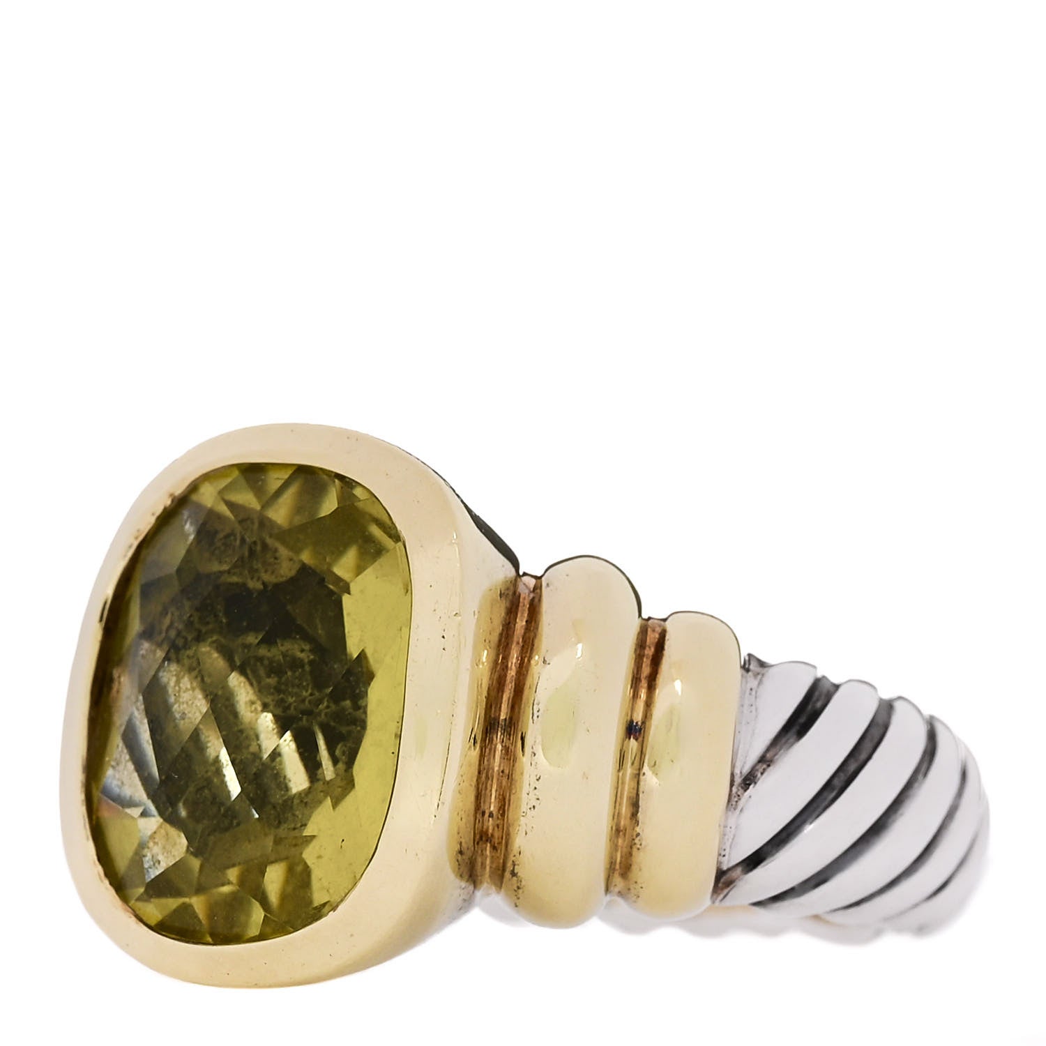 David Yurman Sterling Silver 14K Yellow Gold Lemon Citrine Ring 54 6.75 3 of 5