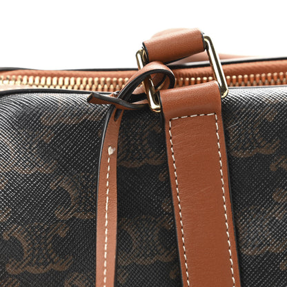 Celine Triomphe Canvas Calfskin Boston Bag Tan 20 of 22