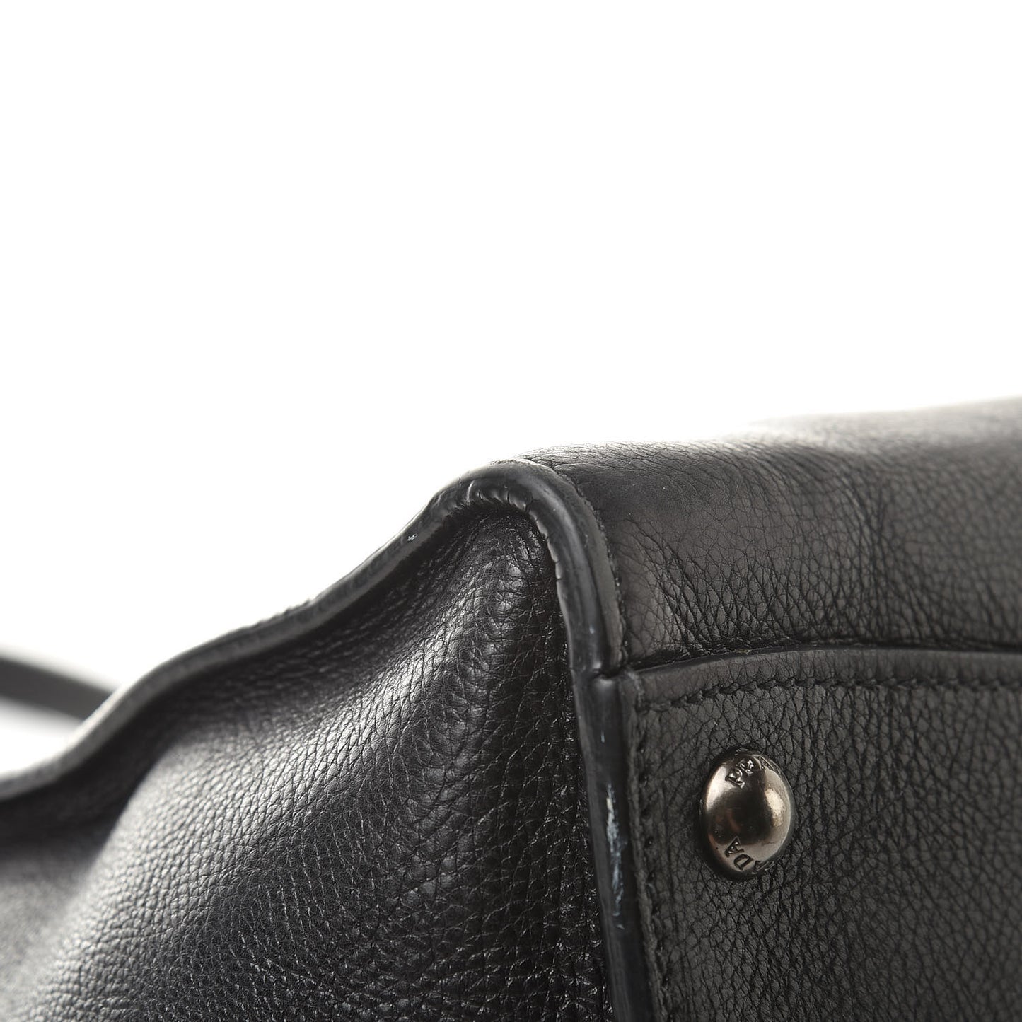 Glace Calf Small Twin Pocket Tote Black