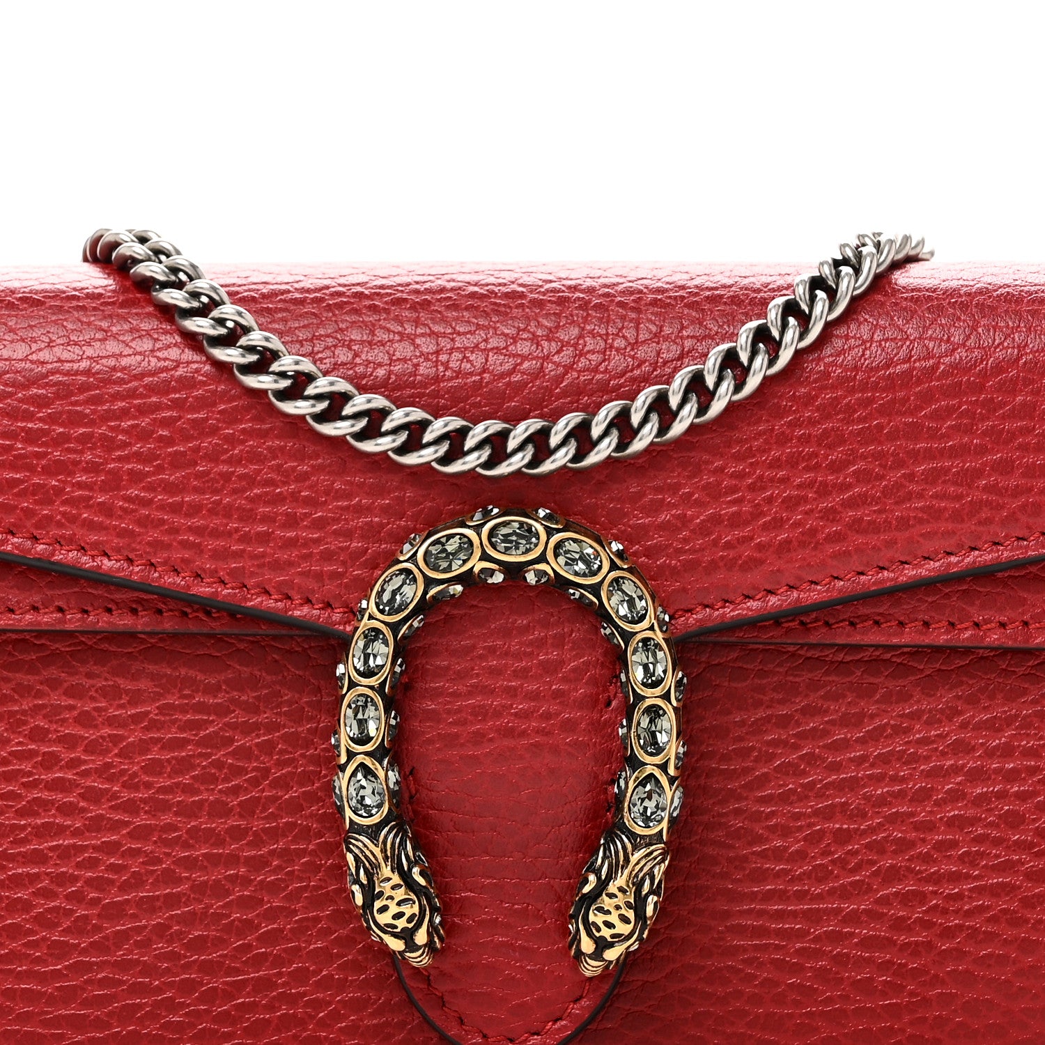 Gucci Dollar Calfskin Swarovski Crystal Small Dionysus Shoulder Bag Hibiscus Red 7 of 9