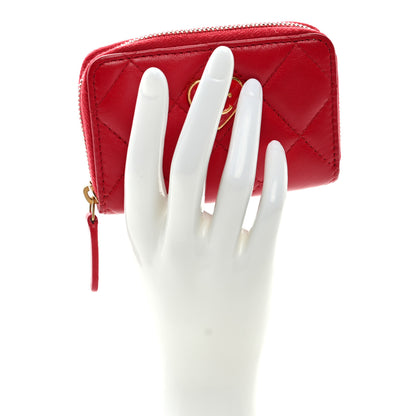 Chanel Lambskin Plexiglass Quilted Coco Love Zip Coin Purse Red 2 of 7