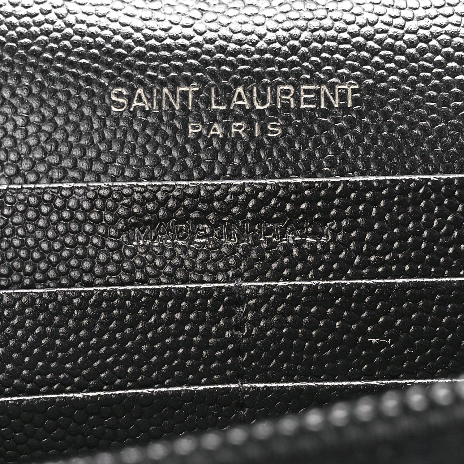 Saint Laurent Grain De Poudre Matelasse Chevron Monogram Monochrome Chain Wallet Black 7 of 11