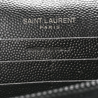 Saint Laurent Grain De Poudre Matelasse Chevron Monogram Monochrome Chain Wallet Black 7 of 11