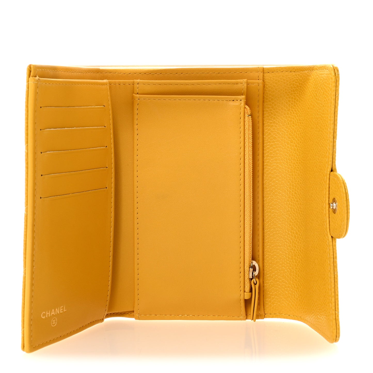 Caviar Quilted Medium Flap Wallet Yellow