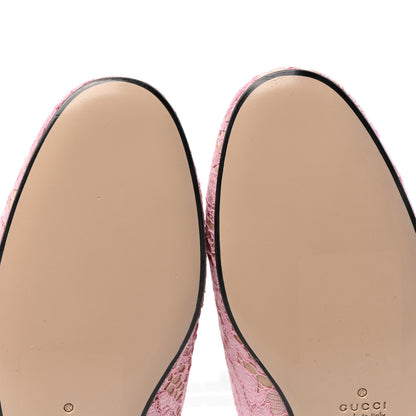 Gucci Lace Malaga Kid Womens Princetown Slippers 36 Sugar Pink Skin Rose 9 of 9