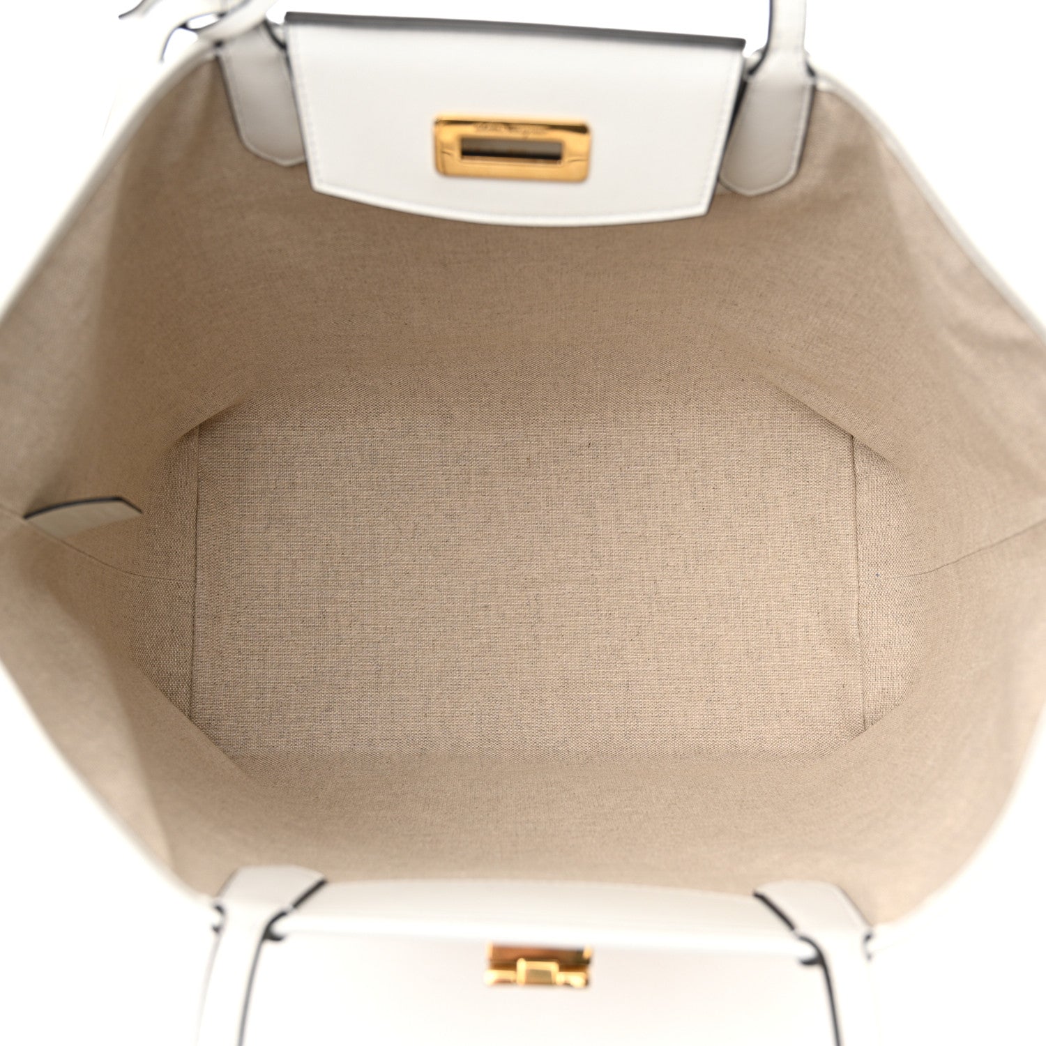 Salvatore Ferragamo Canvas Calfskin Gancini Tote White Beige 6 of 12