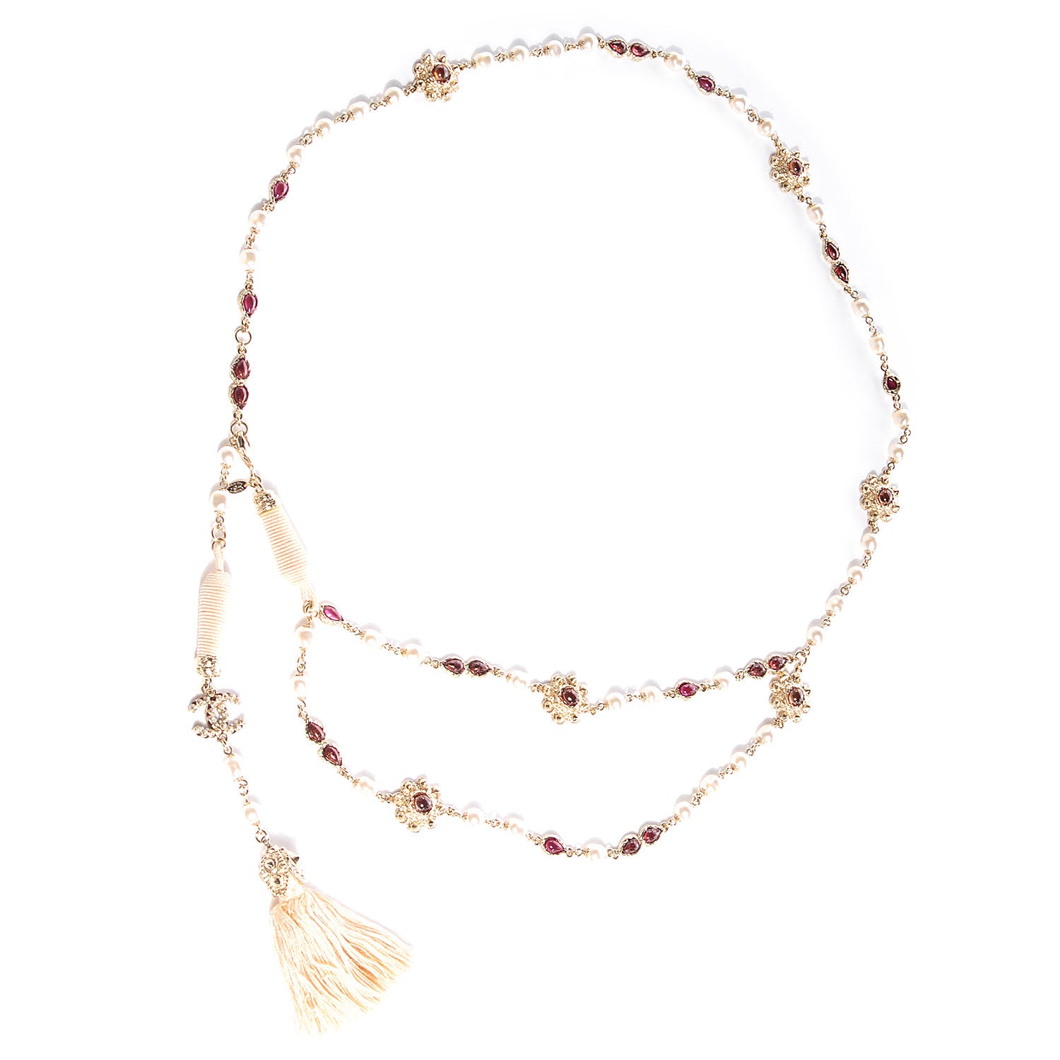 Chanel Pearl Gripoix Tassel Belt Gold 1 of 7