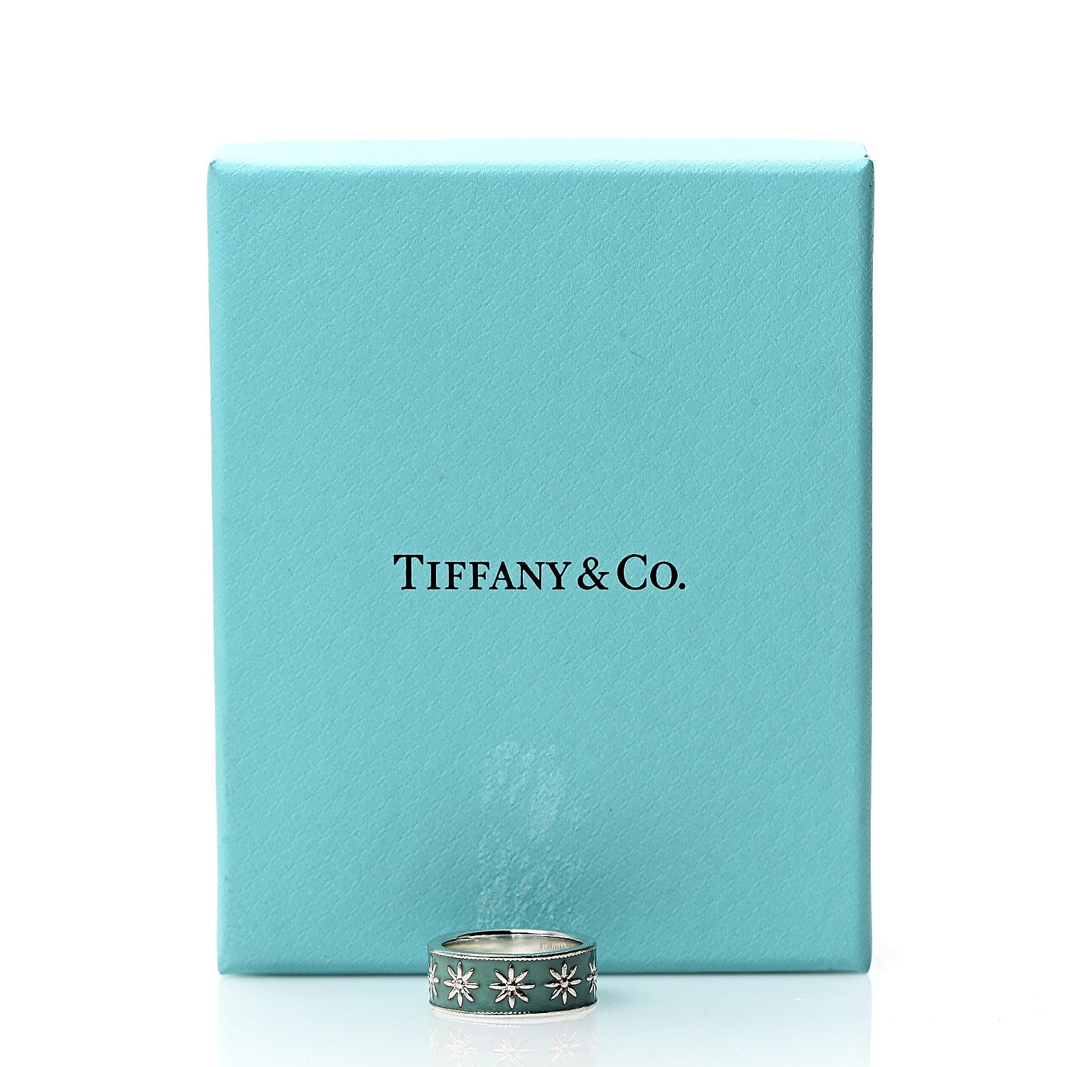 Tiffany Sterling Silver Enamel Daisy Band Ring 49 5 4 of 4