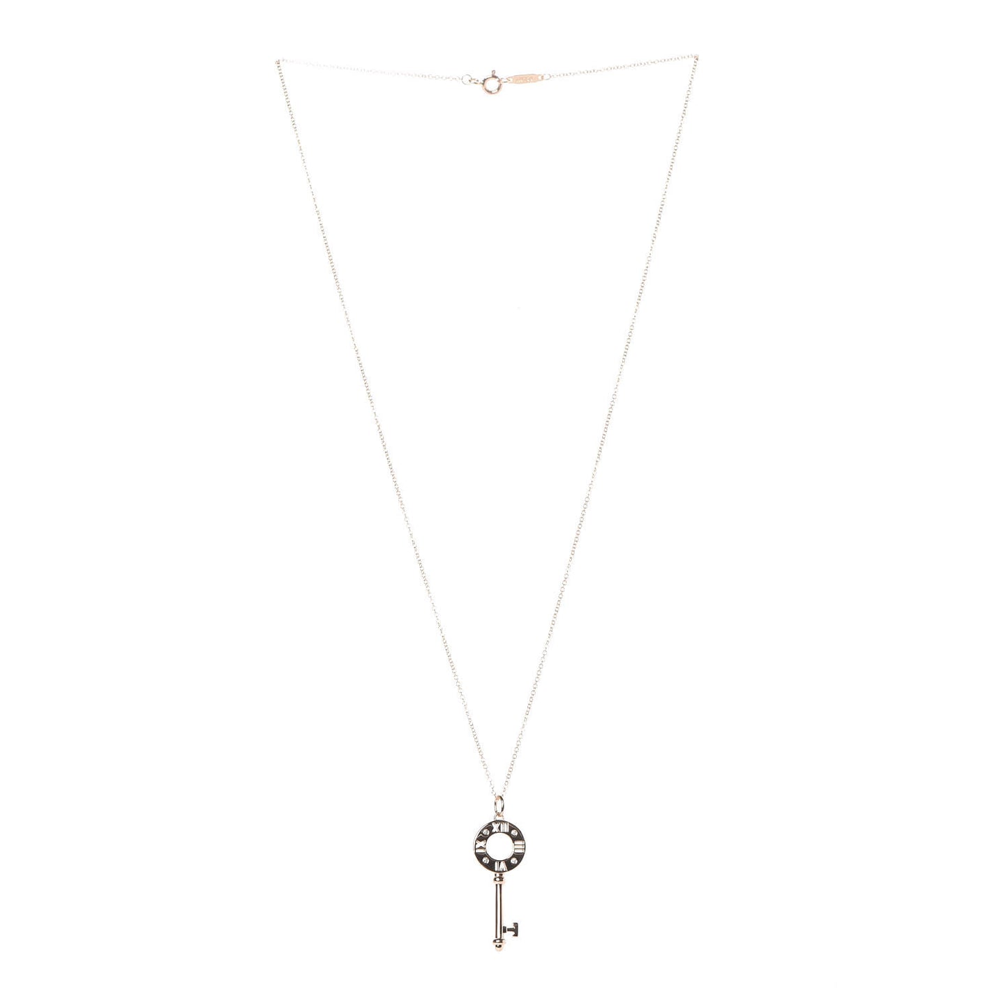 18K Yellow Gold Diamond Atlas Pierced Key Pendant Necklace