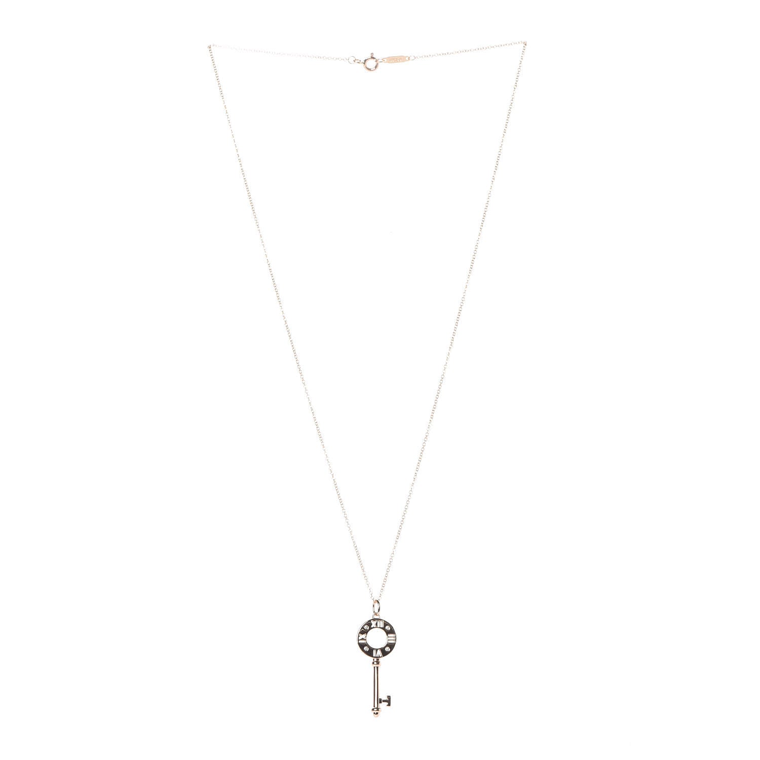 Tiffany 18K Yellow Gold Diamond Atlas Pierced Key Pendant Necklace 4 of 7