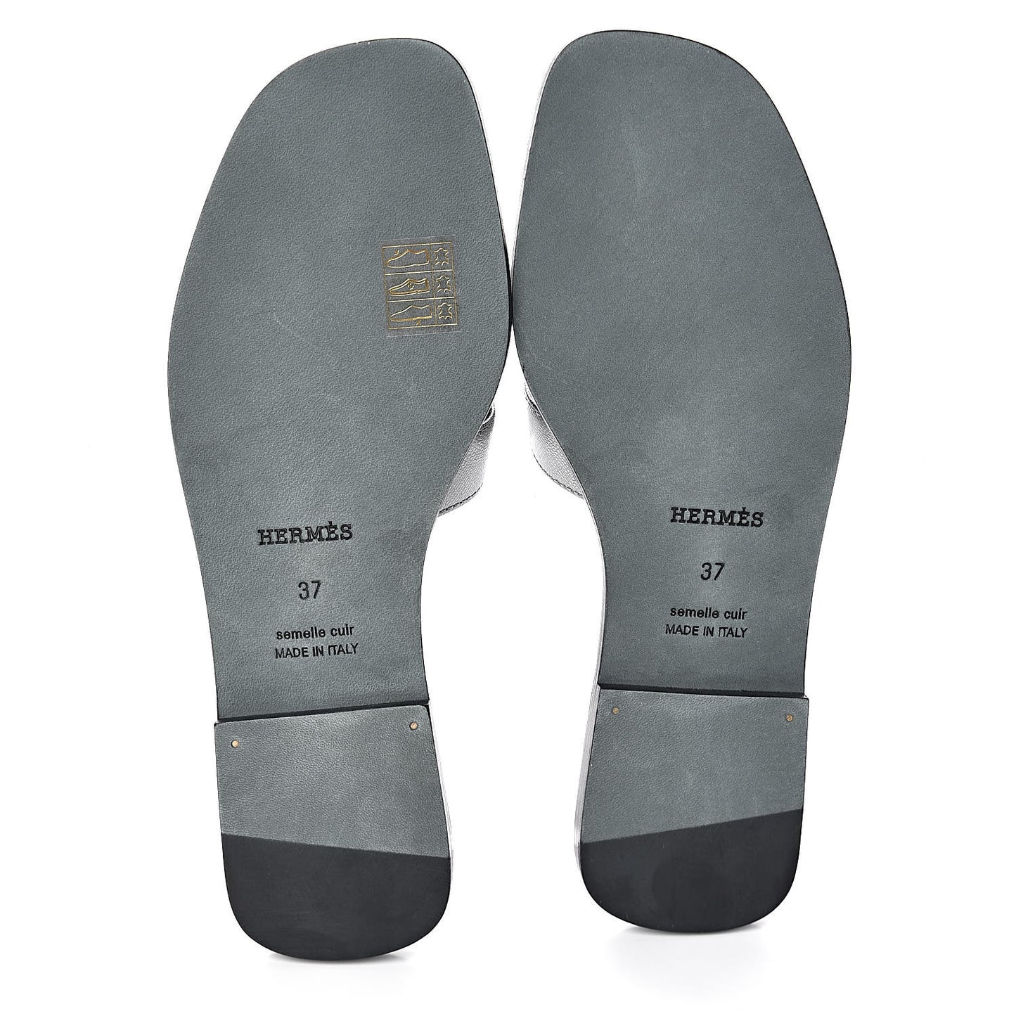 Metallic Epsom Oran Sandals 37 Argent