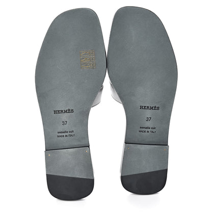 Hermes Metallic Epsom Oran Sandals 37 Argent 5 of 8