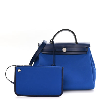 Hermes Toile Vache Hunter Herbag Zip 31 PM Bleu Electrique Bleu Indigo 3 of 11