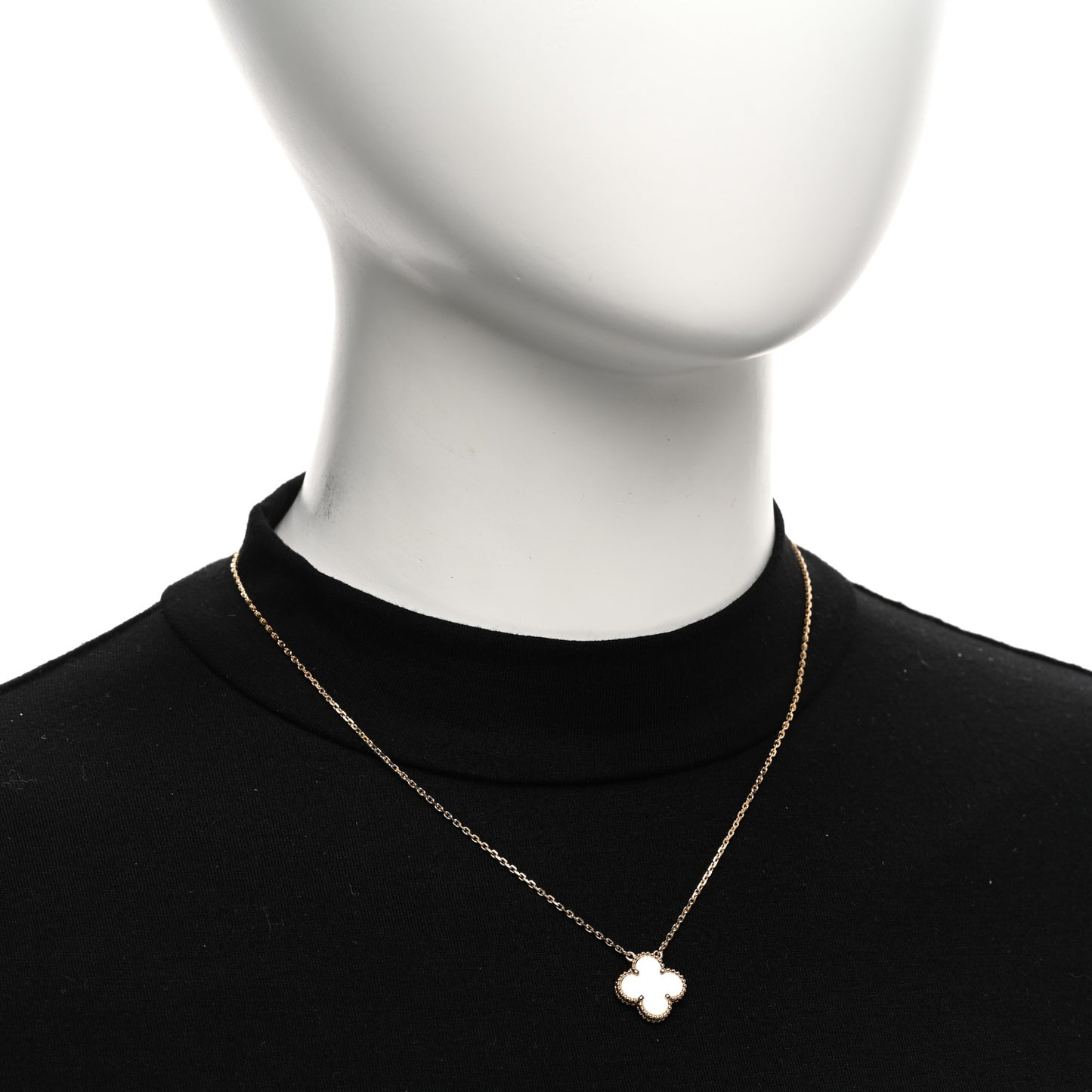 18K Yellow Gold Mother of Pearl Vintage Alhambra Pendant Necklace