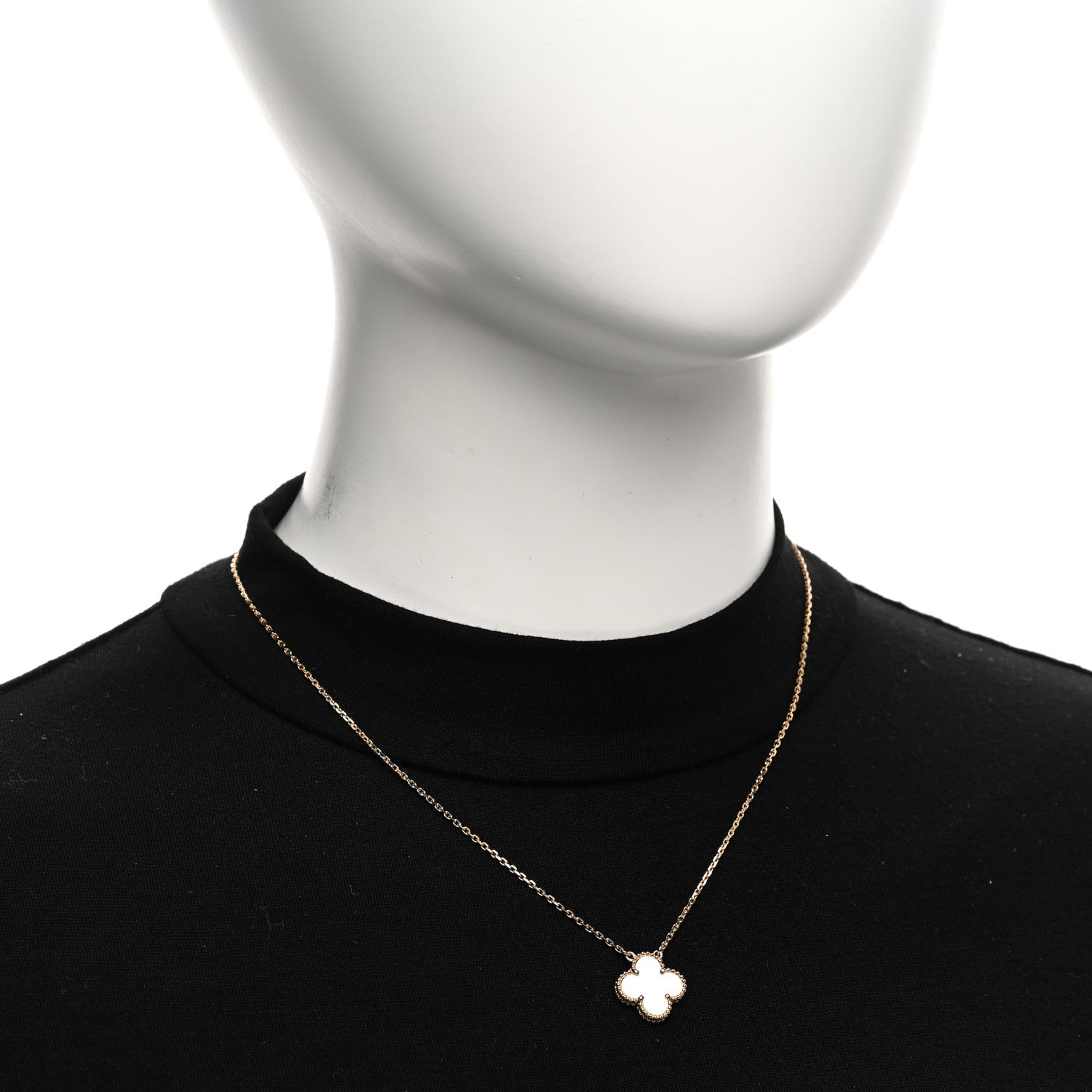 Van Cleef & Arpels 18K Yellow Gold Mother of Pearl Vintage Alhambra Pendant Necklace 2 of 4