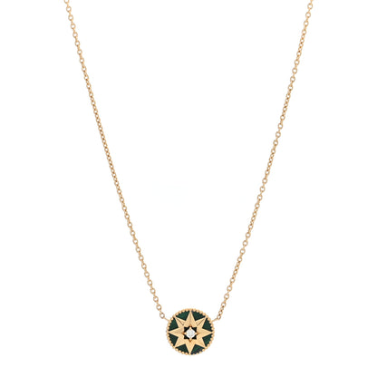 Christian Dior 18K Yellow Gold Diamond Malachite Rose Des Vents Necklace 1 of 4