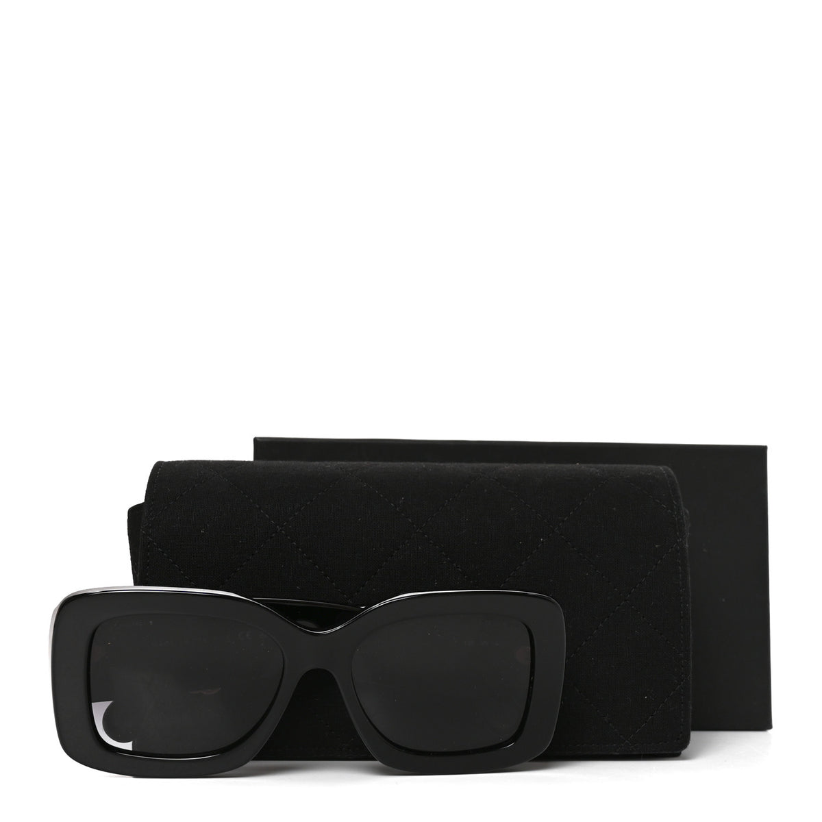 Chanel Acetate Quilted CC Rectangle Sunglasses 5483-A Black 7 of 7