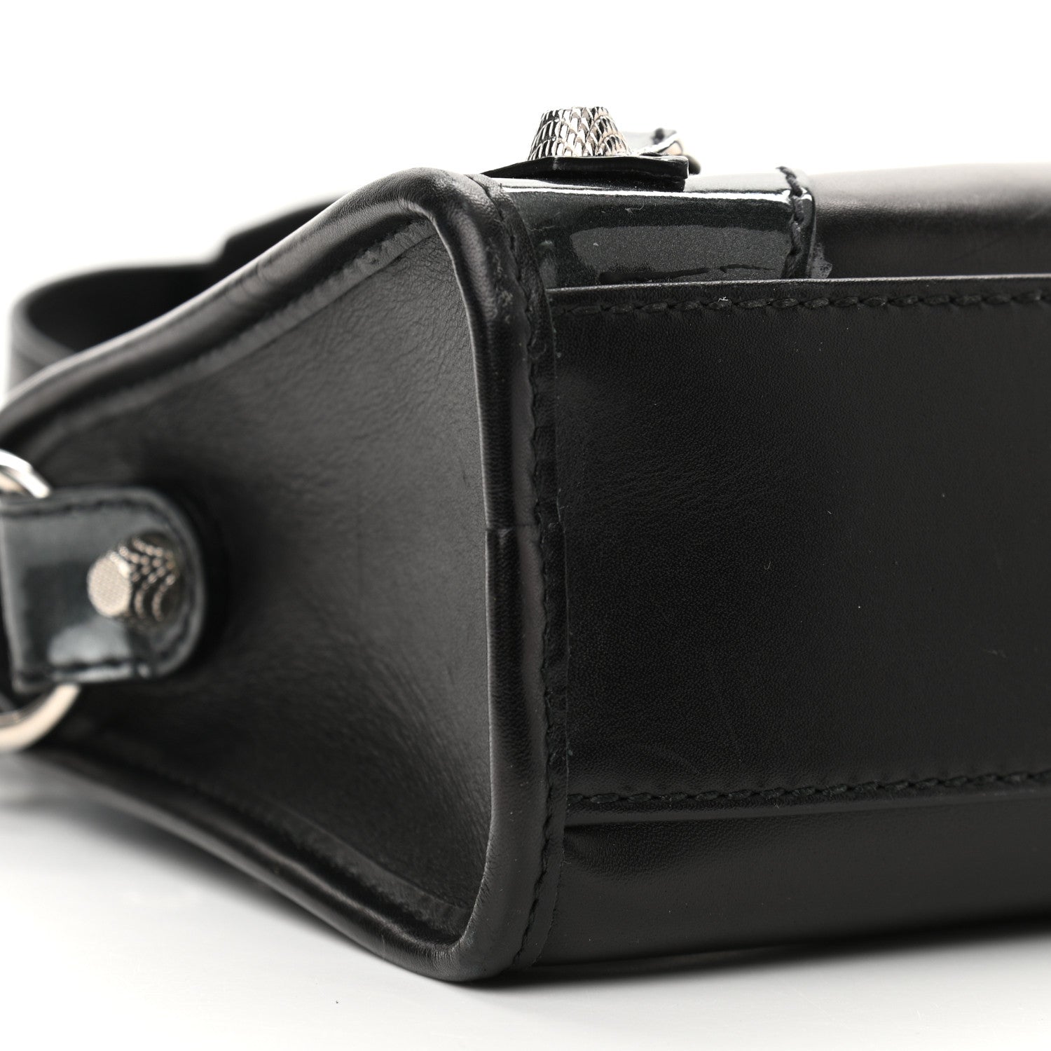 Balenciaga Smooth Calfskin Metallic Patent Giant 12 Silver Hardware Mini City Black Gris 9 of 10