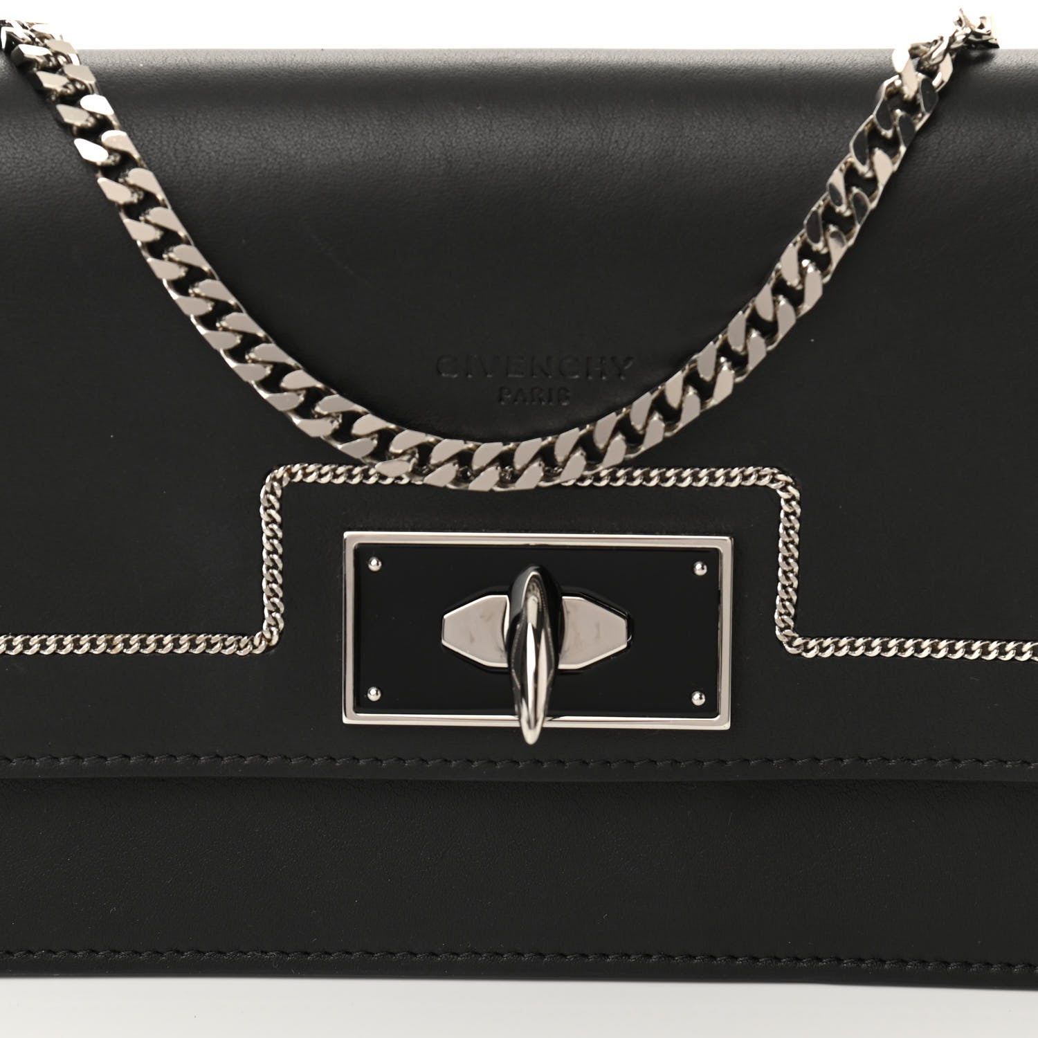 Givenchy Calfskin Shark Lock Chain Wallet Black 7 of 10