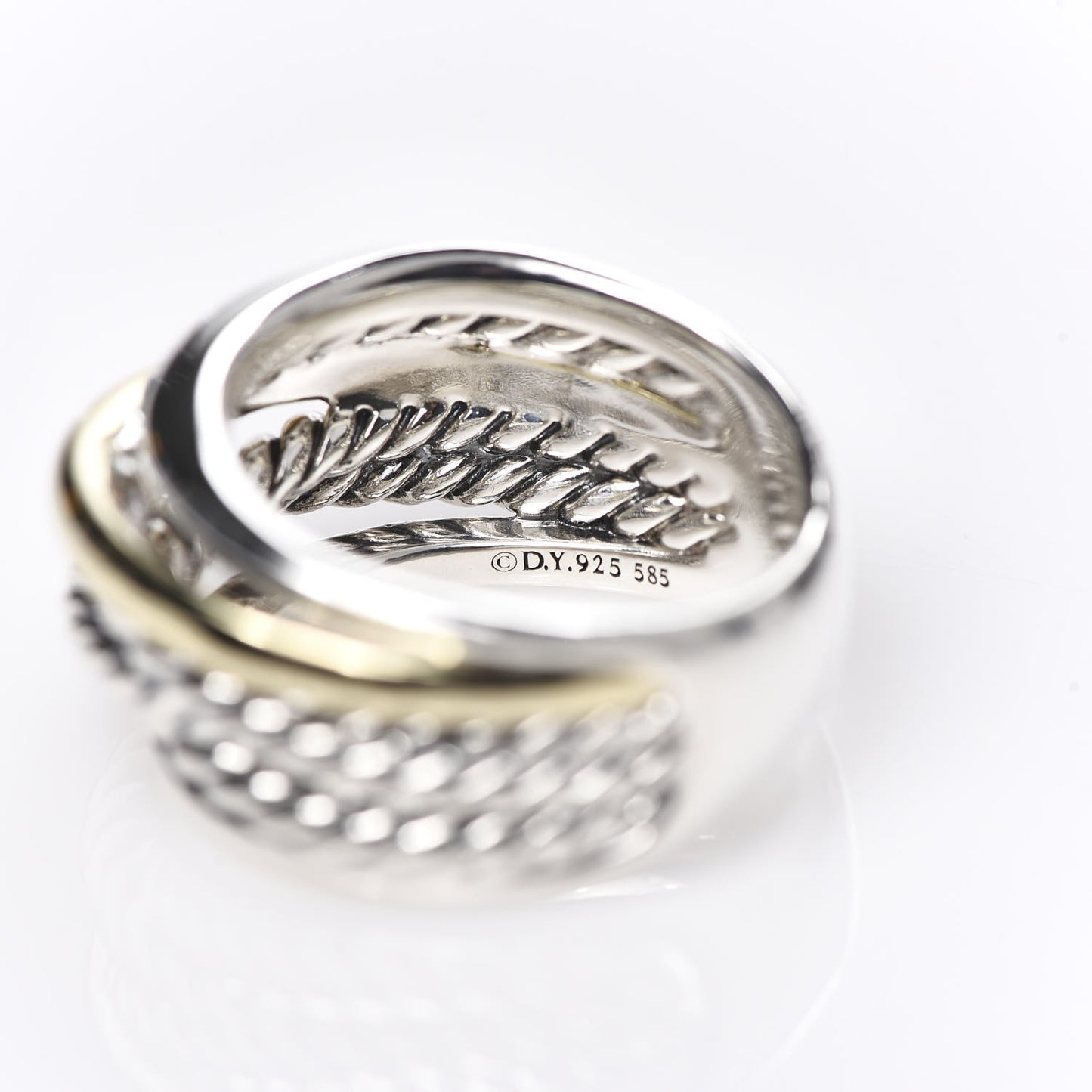 Sterling Silver 14K Yellow Gold Wide Crossover Ring 57 8