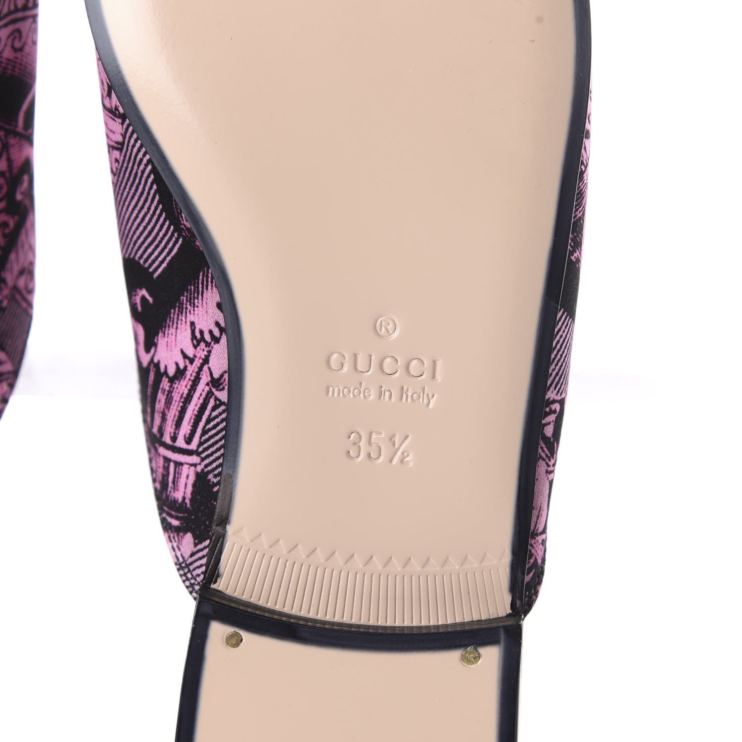 Gucci Silk Satin Saint Romain Womens Princetown Slippers 35.5 Pink Black 6 of 11