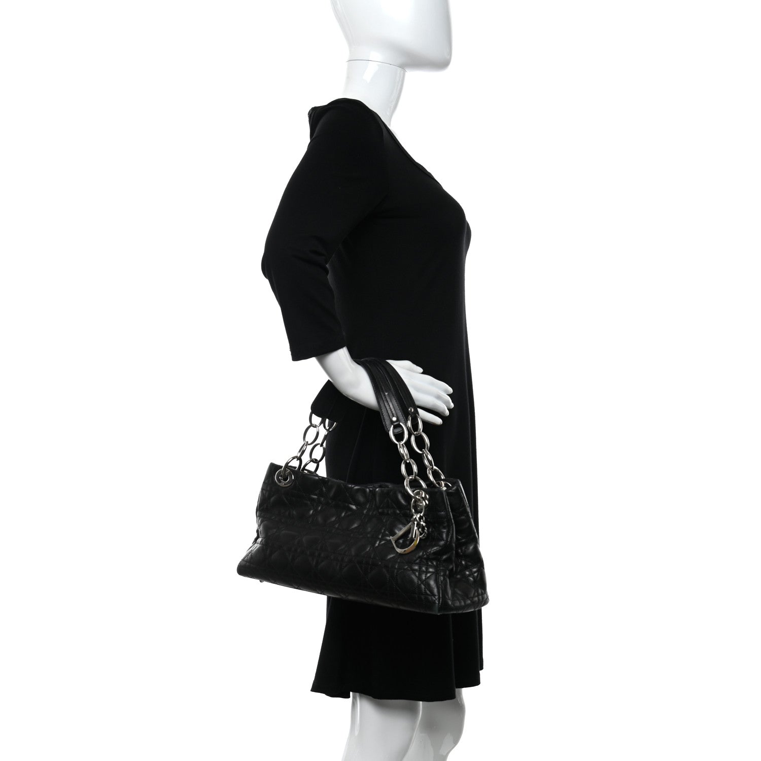 Christian Dior Lambskin Cannage Soft East West Tote Black 2 of 10