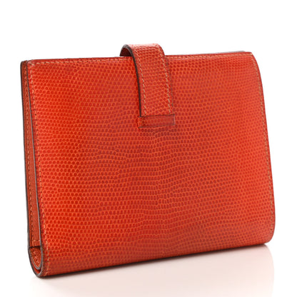 Hermes Lizard Bearn Compact Wallet Orange 3 of 6
