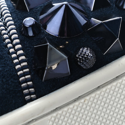Christian Louboutin Calfskin Veau Velours Strass Mens Louis Spikes Flat Sneakers 42 12 of 13