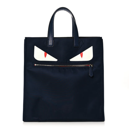 Fendi Nylon Vitello Elite Monster Eyes Tote Blue Scuro White Multicolor 1 of 19