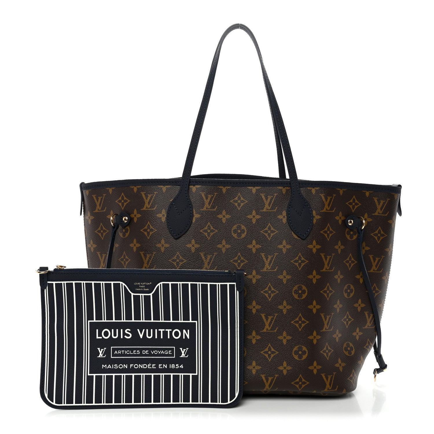 Louis Vuitton Monogram Calfskin Neo Neverfull Inside Out MM Navy 4 of 18