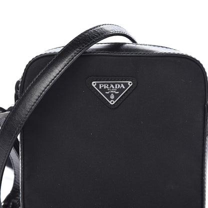 Prada Tessuto Nylon Glace Calfskin Crossbody Bag Black 9 of 11
