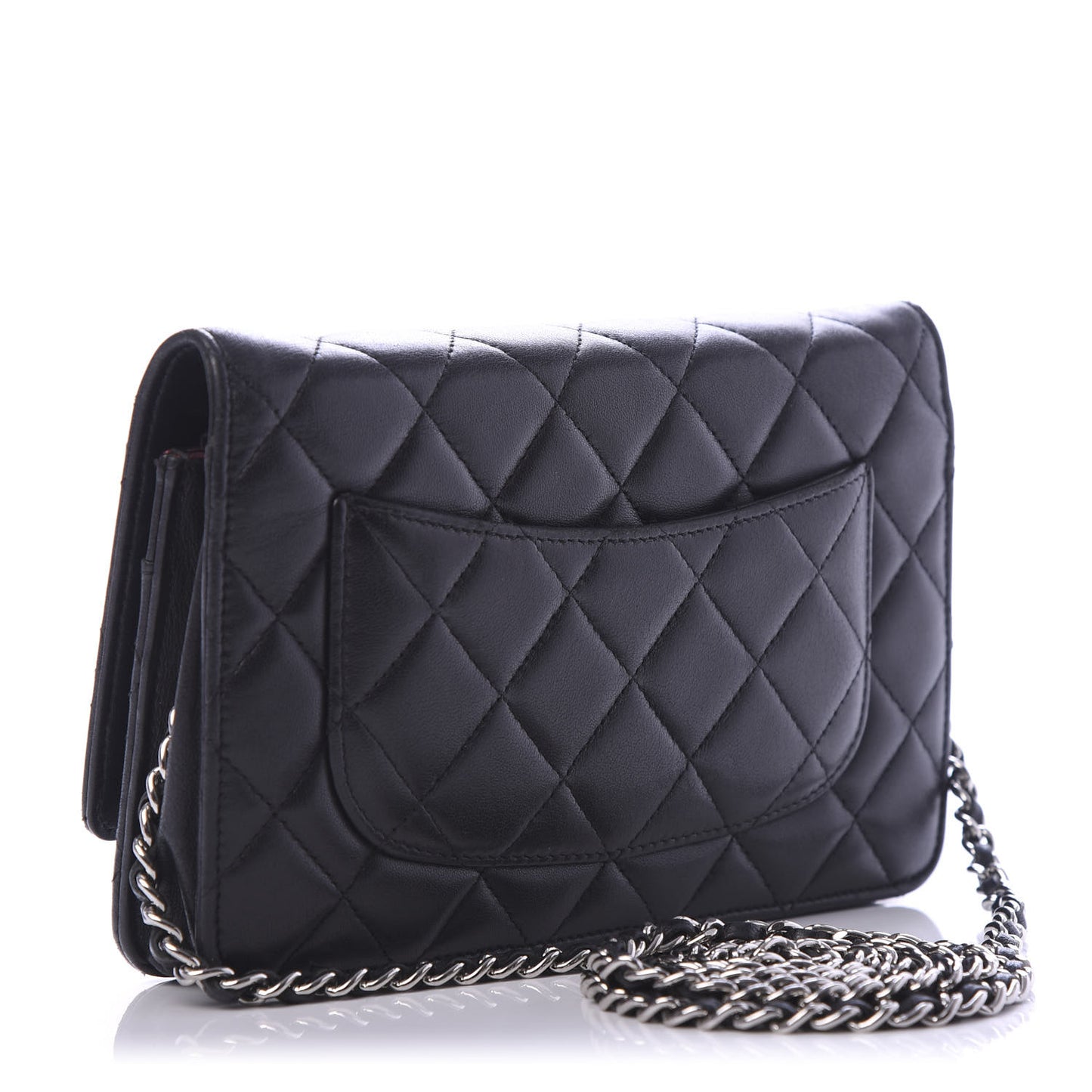 Lambskin Quilted Wallet On Chain WOC Black