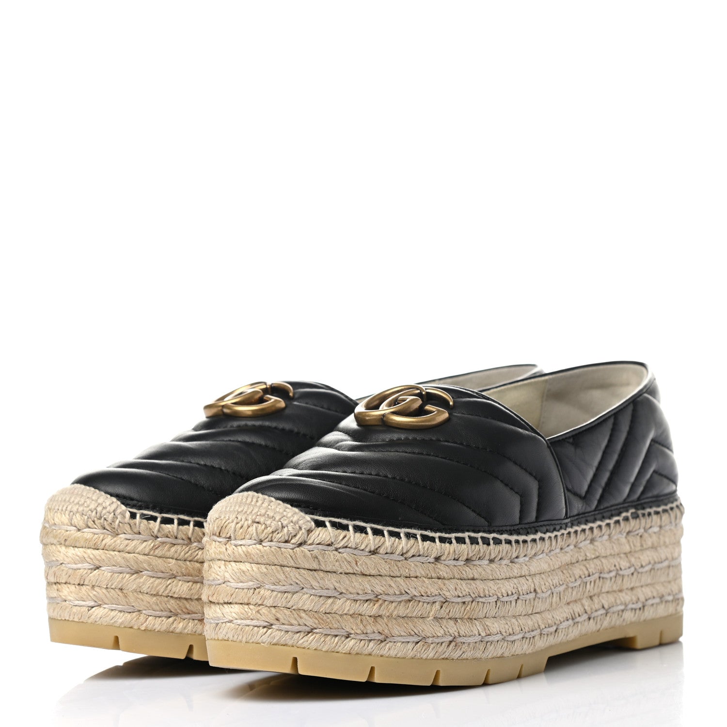 Gucci Nappa Matelasse GG Marmont Platform Espadrilles 39 Black 3 of 10