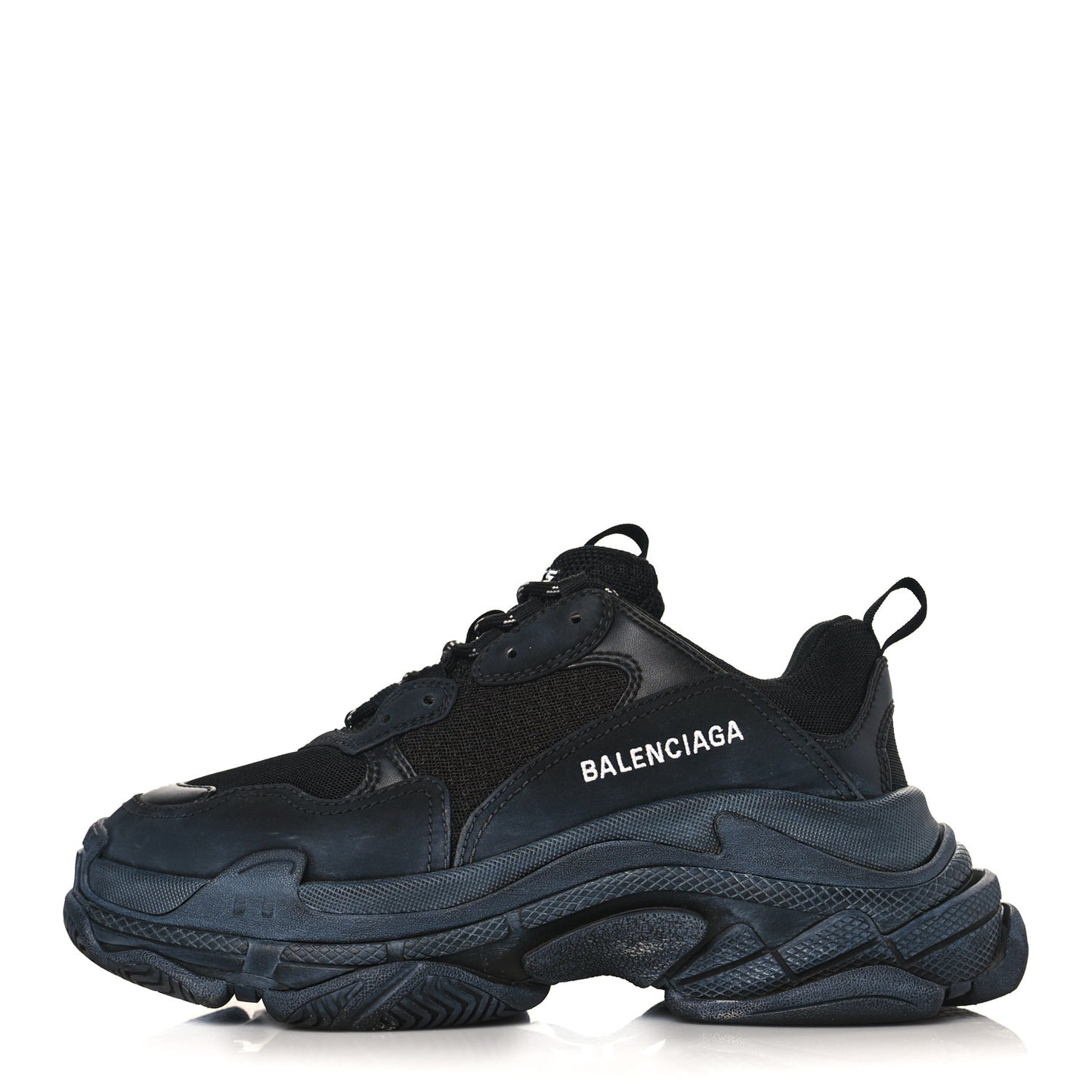 Fabric Mesh Washed Effect Womens Triple S Sneakers 39 Black