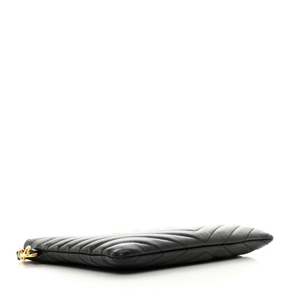 Saint Laurent Calfskin Matelasse Chevron Monogram A5 Wristlet Black 4 of 10