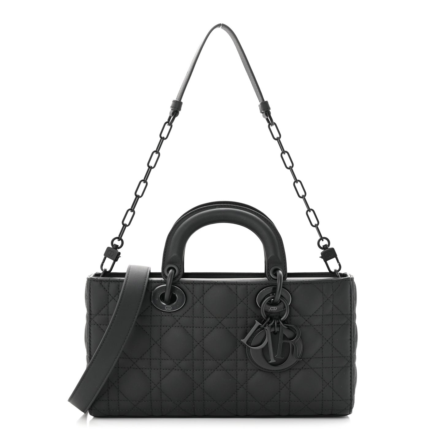 Ultra Matte Calfskin Cannage Medium Lady D-Joy Black