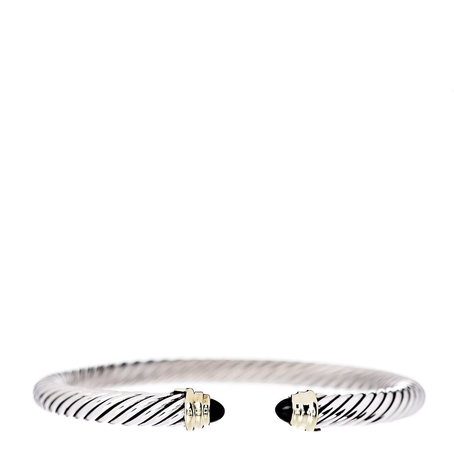 Sterling Silver 14K Yellow Gold Black Onyx 5mm Cable Classics Petite Color Bracelet