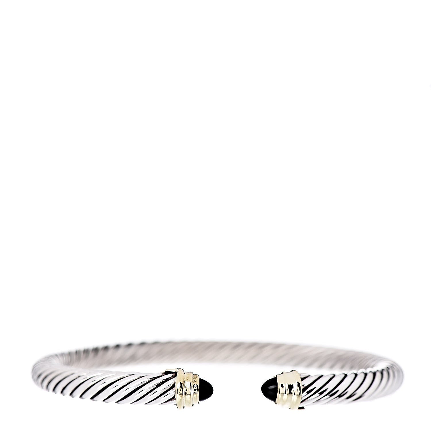 David Yurman Sterling Silver 14K Yellow Gold Black Onyx 5mm Cable Classics Petite Color Bracelet 1 of 5