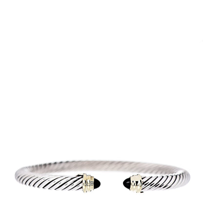 David Yurman Sterling Silver 14K Yellow Gold Black Onyx 5mm Cable Classics Petite Color Bracelet 1 of 5