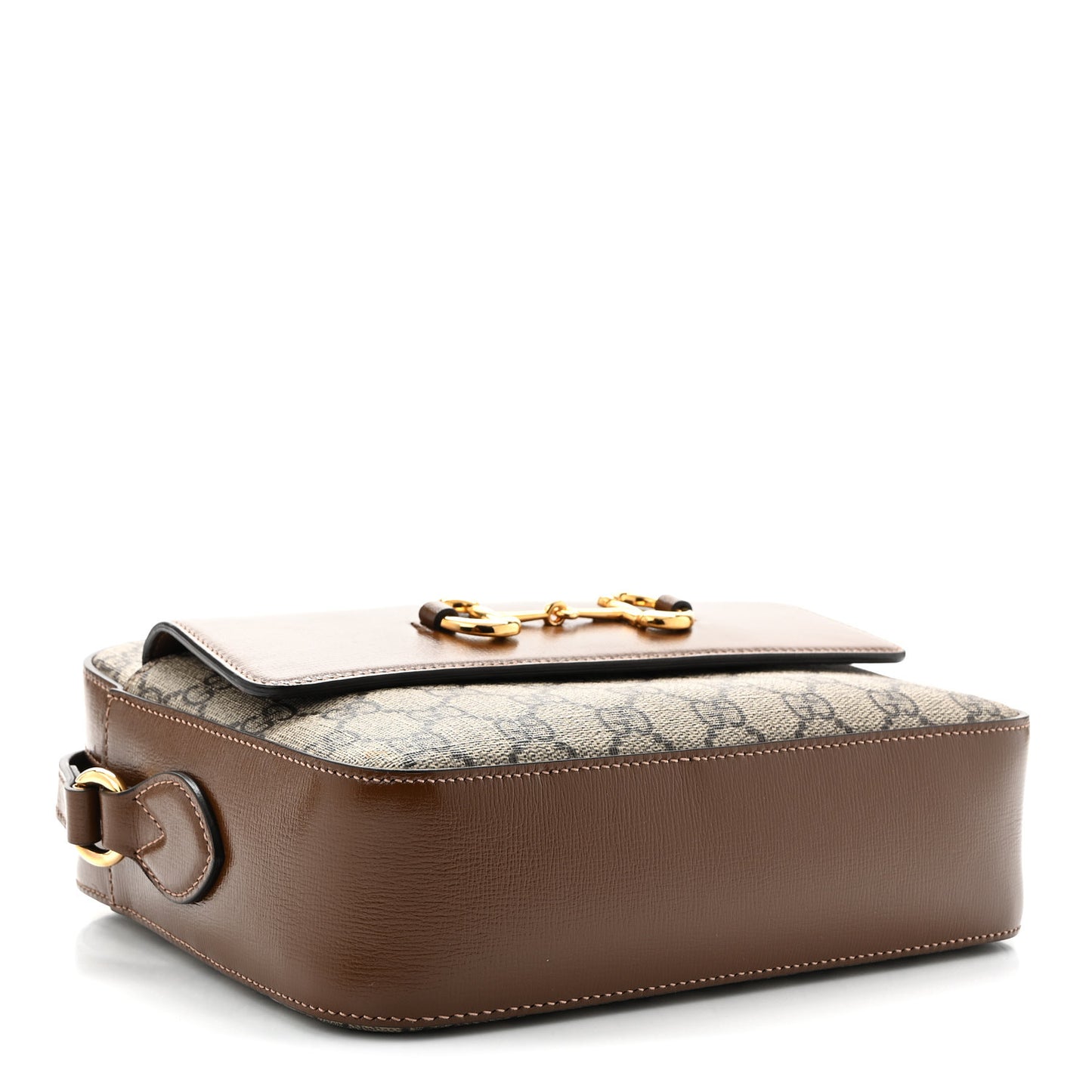 GG Supreme Monogram Small Horsebit 1955 Shoulder Bag Beige Brown Sugar
