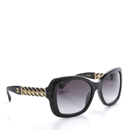 Chanel Acetate Metal Chain Square Sunglasses 5305 Black 7 of 8