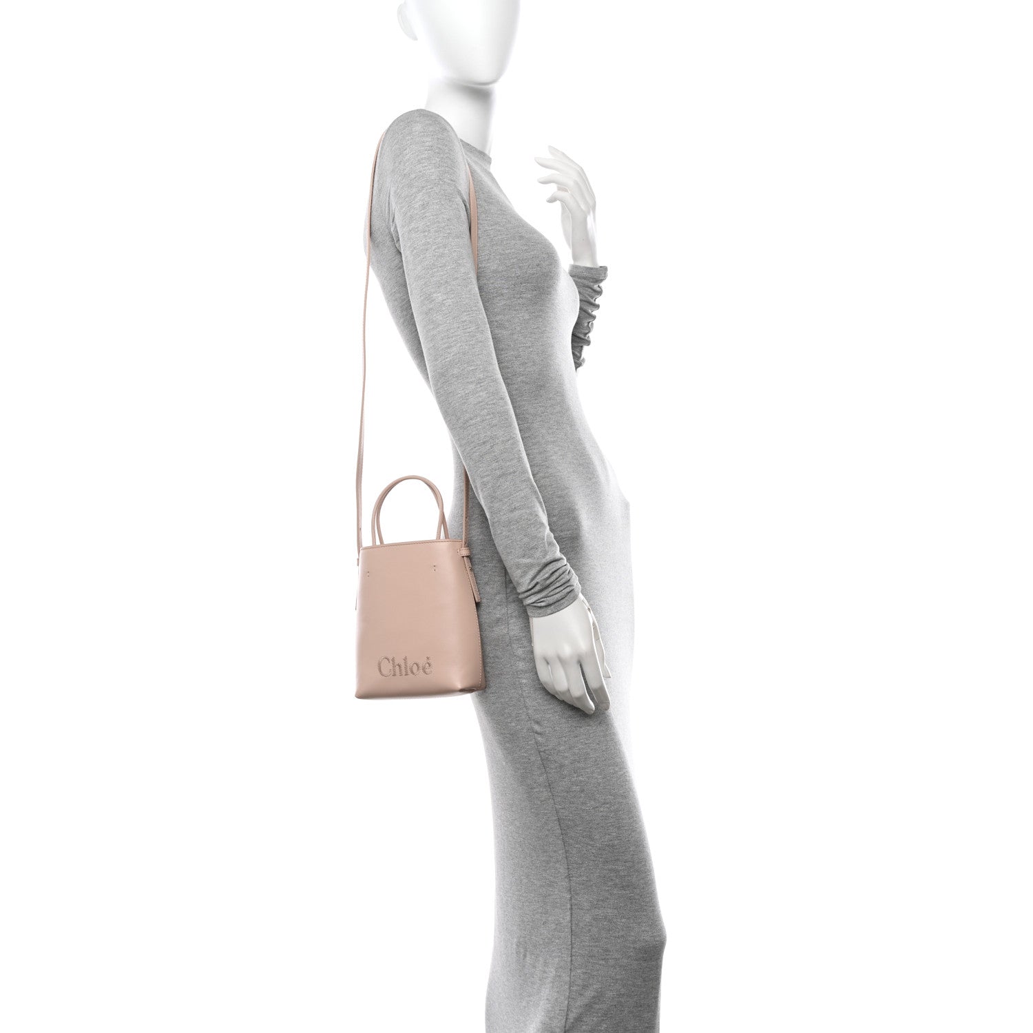 Chloe Shiny Calfskin Micro Sense Tote Bag Cement Pink 2 of 10