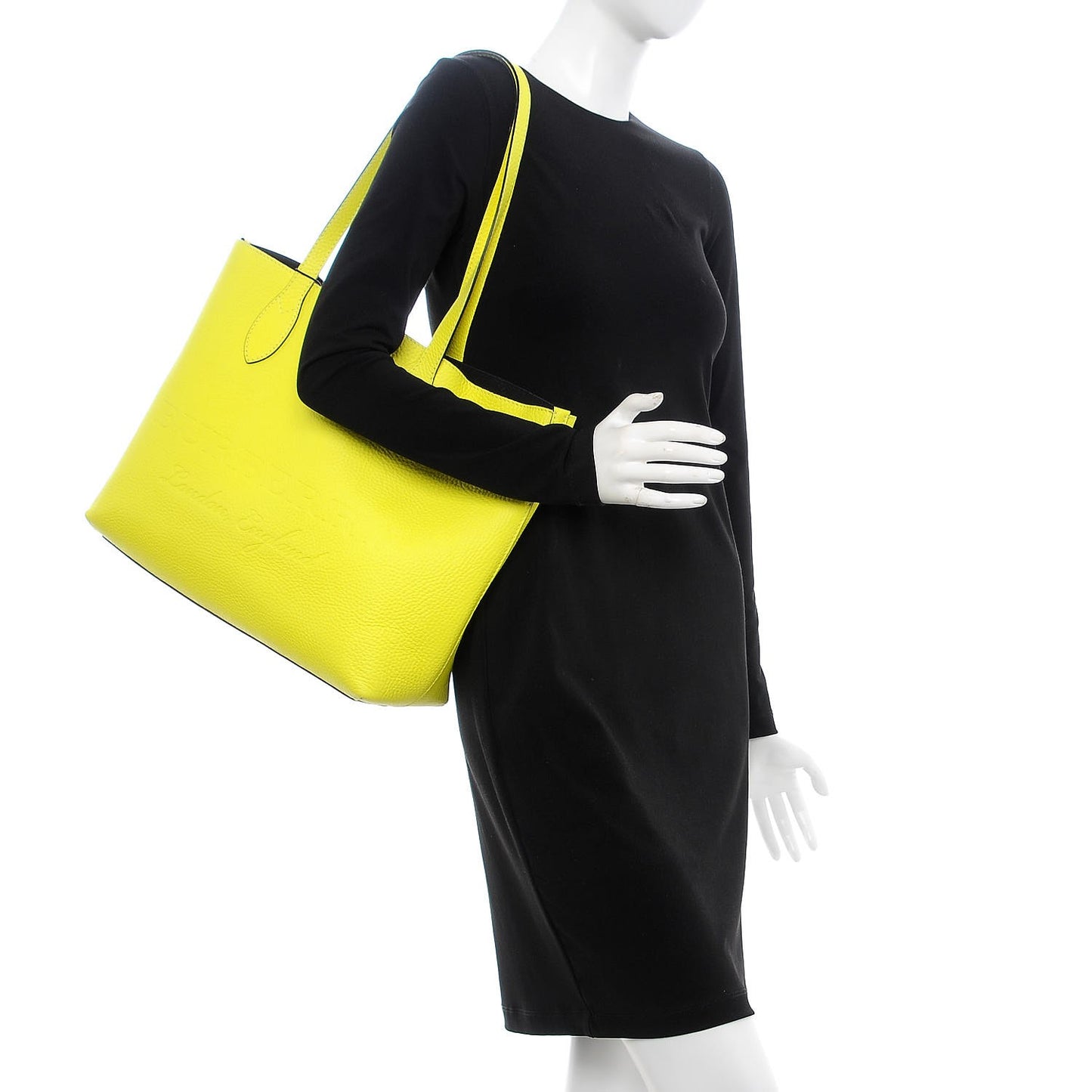 Grainy Calfskin Remington Tote Neon Yellow