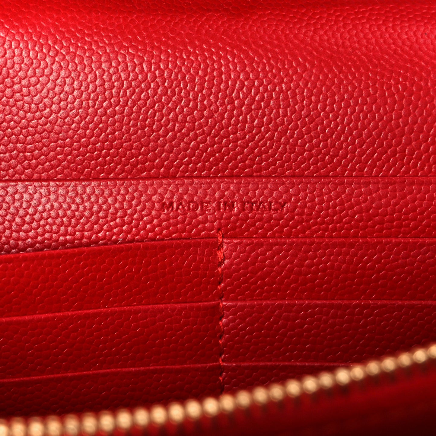 Grain De Poudre Matelasse Chevron Monogram Chain Wallet Red