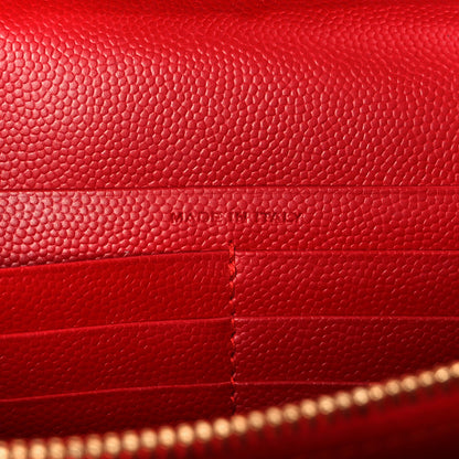 Saint Laurent Grain De Poudre Matelasse Chevron Monogram Chain Wallet Red 7 of 10