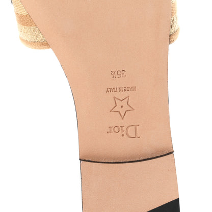 Christian Dior Canvas Embroidered Dway Flat Slide Sandals 35.5 Chestnut 7 of 10